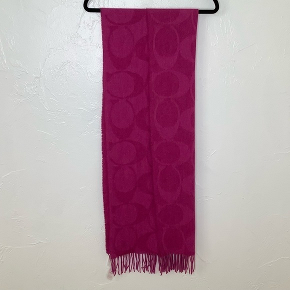 Coach Signature C Muffler Logo Cashmere Silk Angora Wool Scarf SZ 72X19.5 NWT - Picture 7 of 13